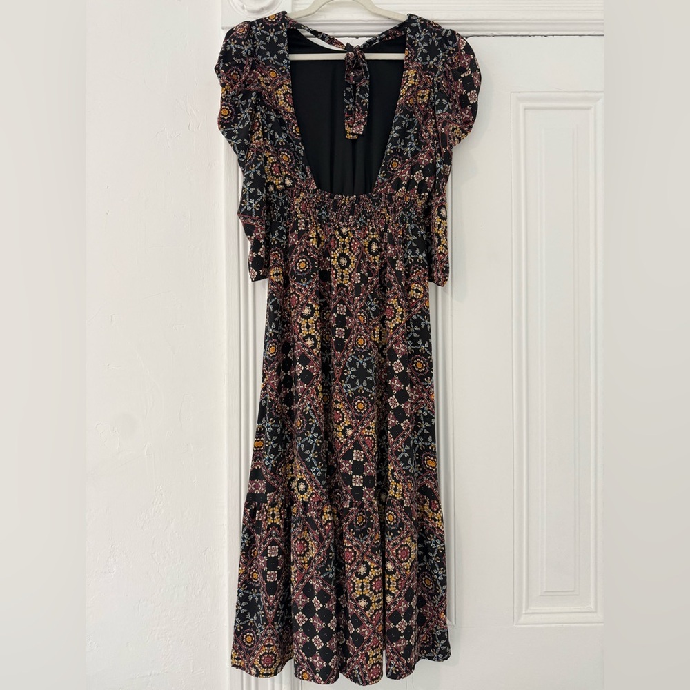 Wayf Abstract Floral Maxi Dress - Black and Pink - Picture 3 of 10